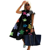 Bohemian Short Sleeve Flared Dress